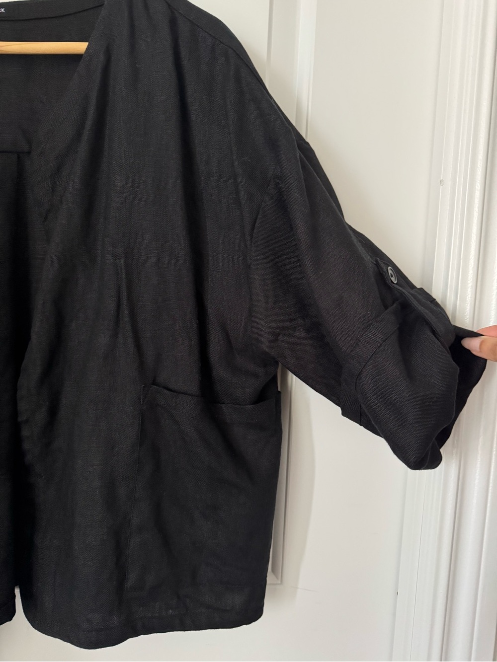 Jones New York Black Linen Open Blazer with pockets, size 1x - Picture 4 of 8